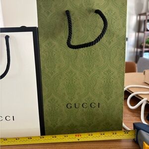 Set of 3! Gucci Green and White Shopping Bags see pics for size.